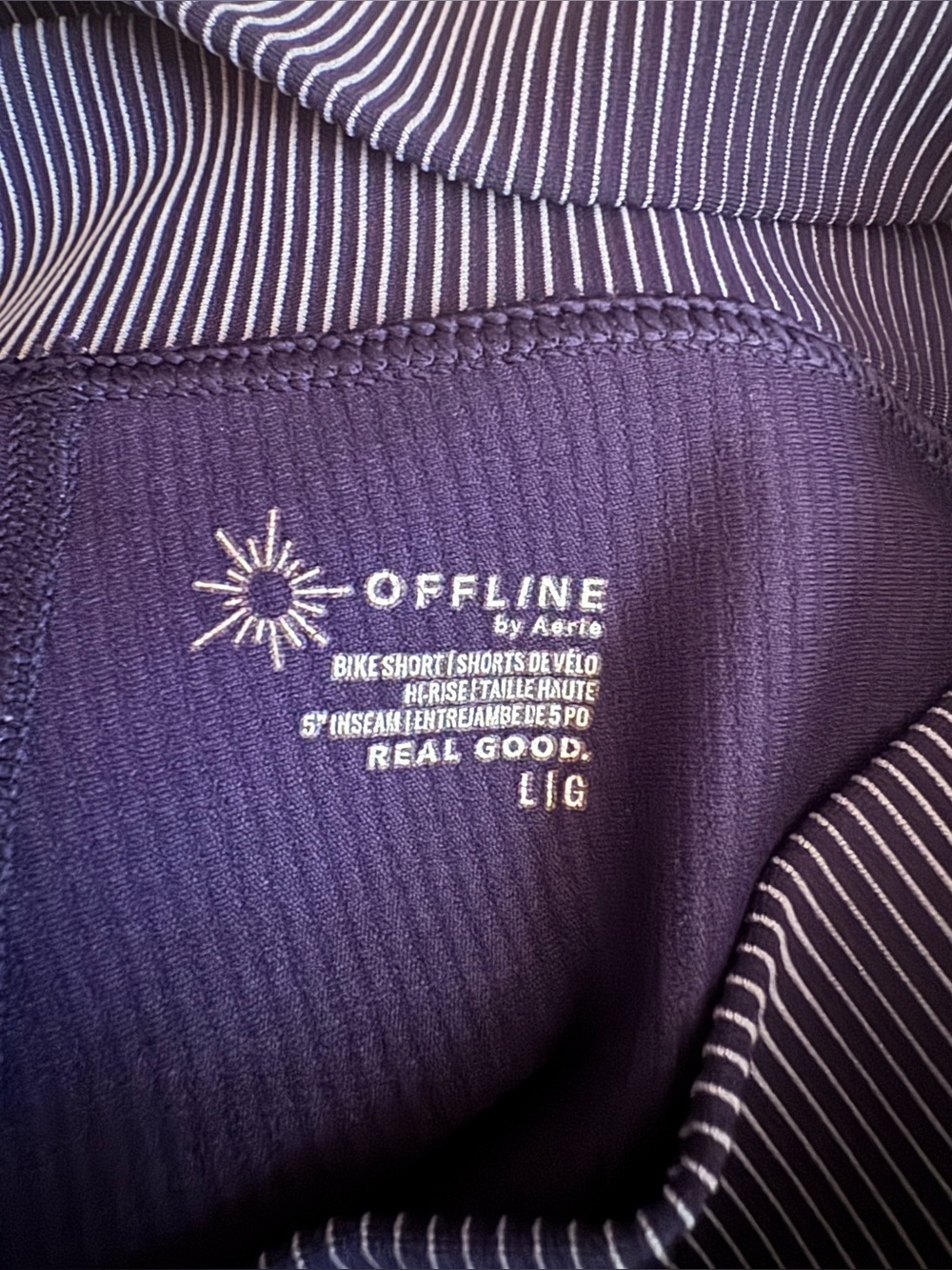OFFLINE by Aerie stripe ribbed high-waisted bike shorts - Picture 2 of 2